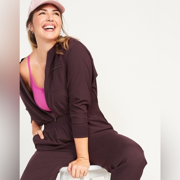 NWT! Women's Plum Wine StretchTech Cropped Zip Bomber Jumpsuit - Size XS - Picture 3 of 8